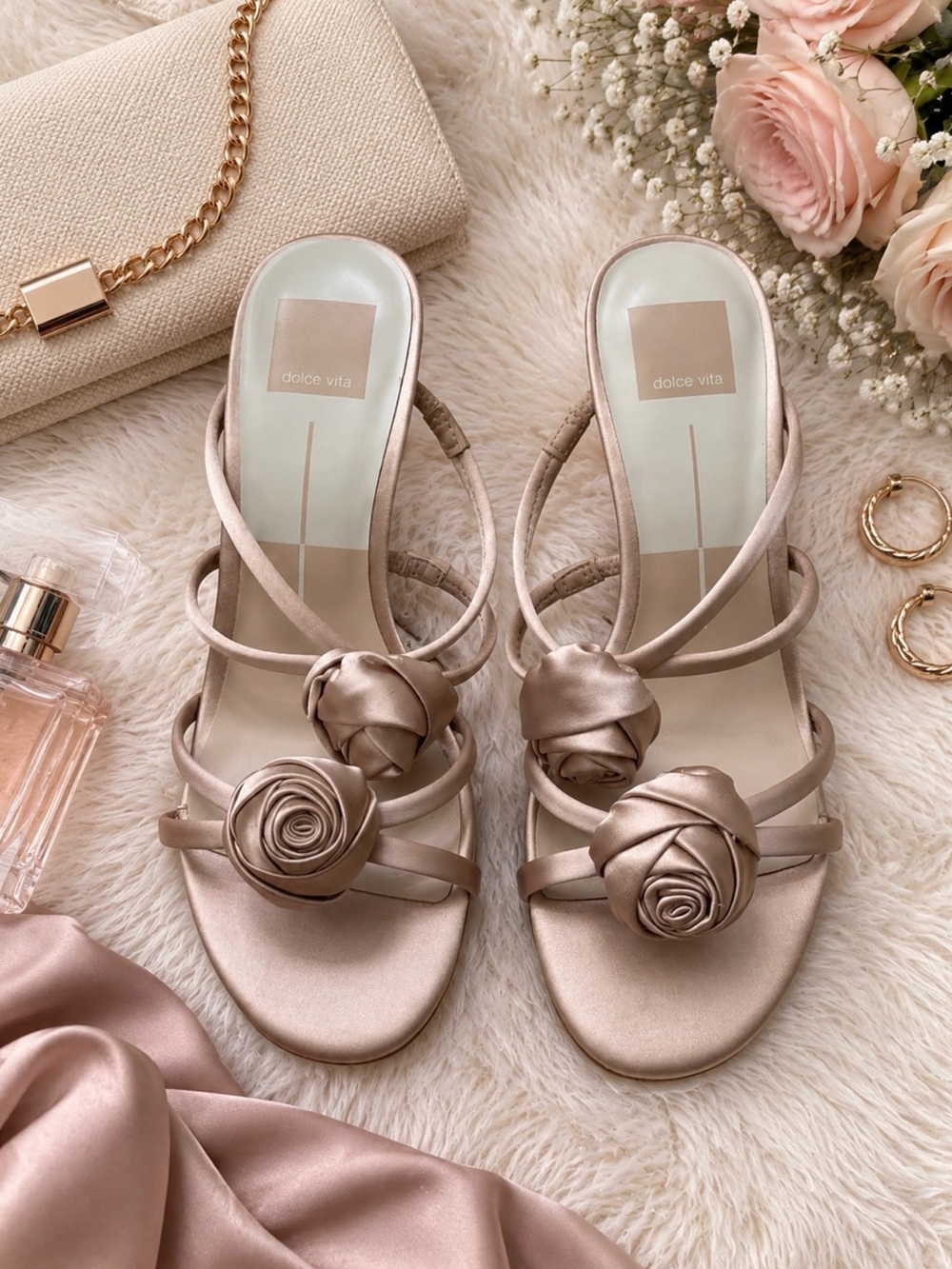 Linzy Satin Floral Embellished Heels Slip On